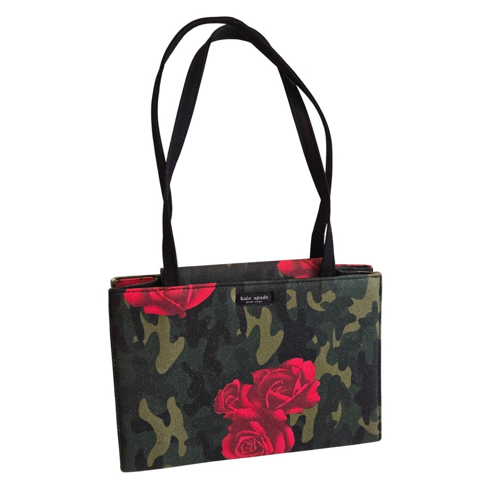 RARE Kate Spade Vintage 90s Shoulder Bag Tote Shopper Nylon Rose Camo Grunge